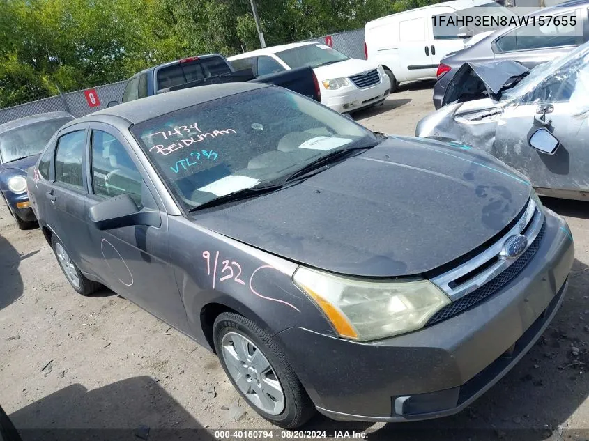 2010 Ford Focus S VIN: 1FAHP3EN8AW157655 Lot: 40150794