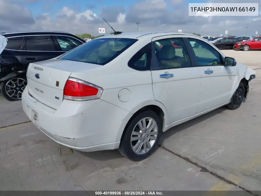 2010 Ford Focus Sel VIN: 1FAHP3HN0AW166149 Lot: 40199936