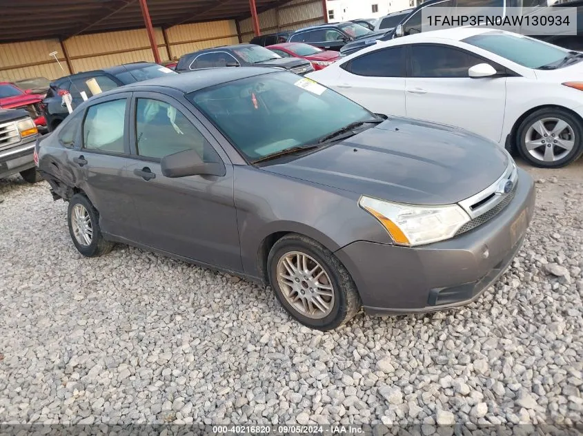 2010 Ford Focus Se VIN: 1FAHP3FN0AW130934 Lot: 40216820