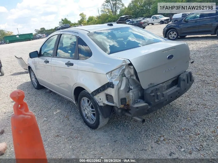 2010 Ford Focus Se VIN: 1FAHP3FN1AW252198 Lot: 40232662