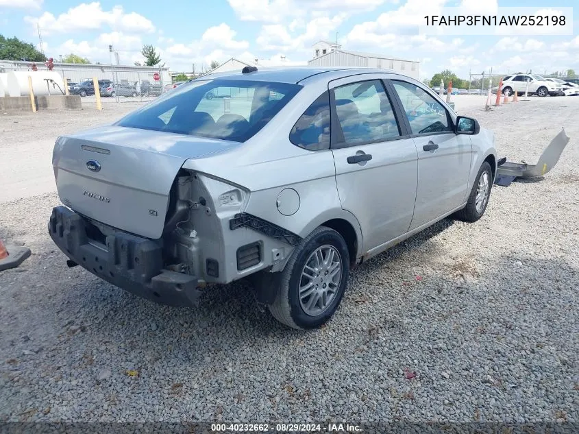 2010 Ford Focus Se VIN: 1FAHP3FN1AW252198 Lot: 40232662