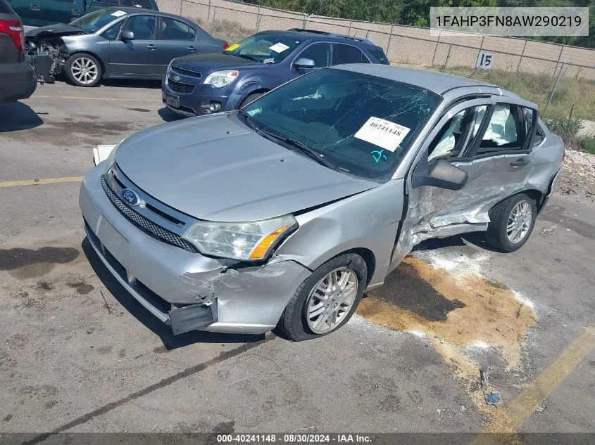 2010 Ford Focus Se VIN: 1FAHP3FN8AW290219 Lot: 40241148