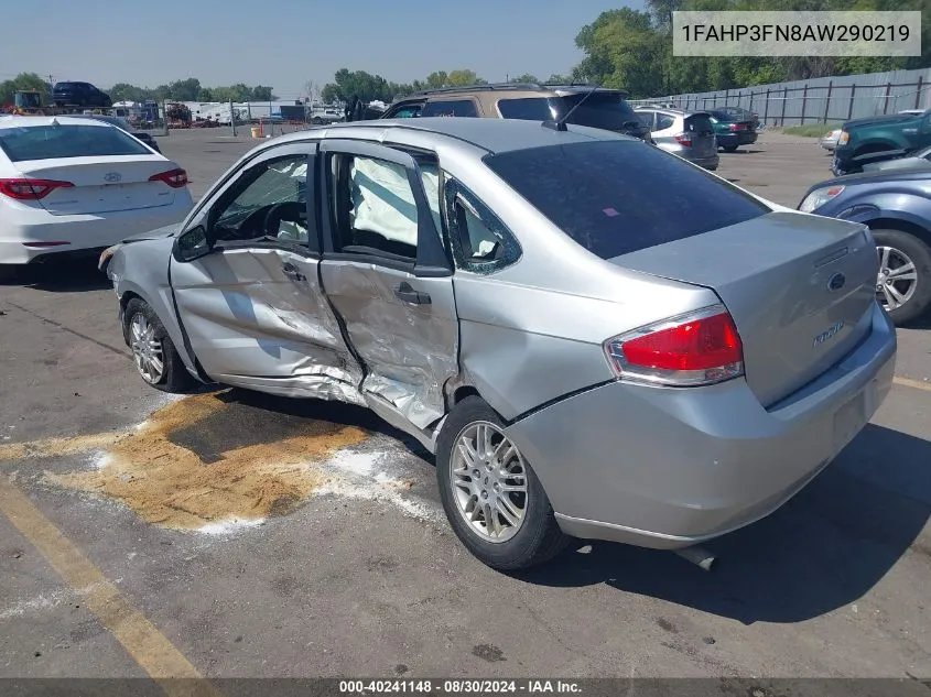 2010 Ford Focus Se VIN: 1FAHP3FN8AW290219 Lot: 40241148