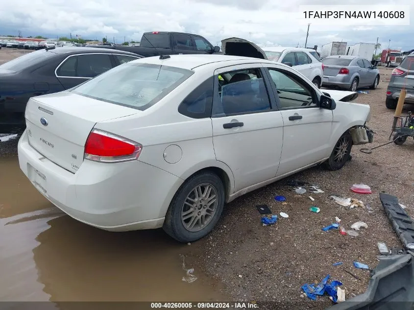 2010 Ford Focus Se VIN: 1FAHP3FN4AW140608 Lot: 40260005