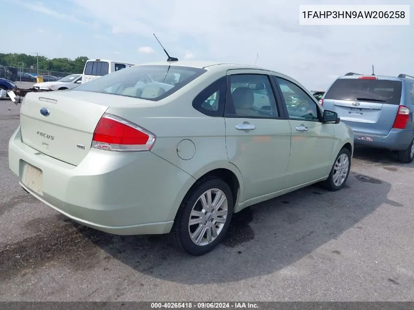 2010 Ford Focus Sel VIN: 1FAHP3HN9AW206258 Lot: 40265418