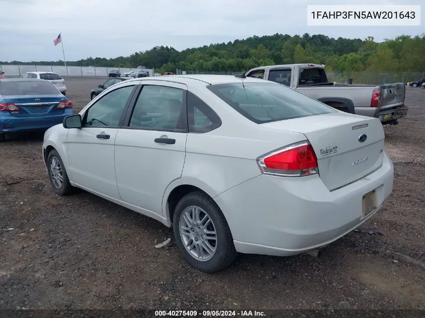 2010 Ford Focus Se VIN: 1FAHP3FN5AW201643 Lot: 40275409