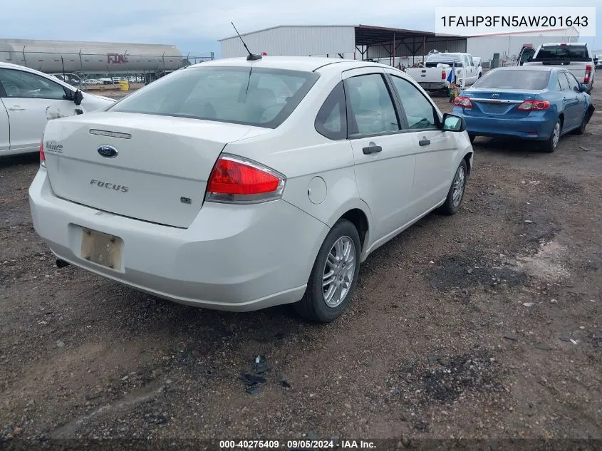 2010 Ford Focus Se VIN: 1FAHP3FN5AW201643 Lot: 40275409