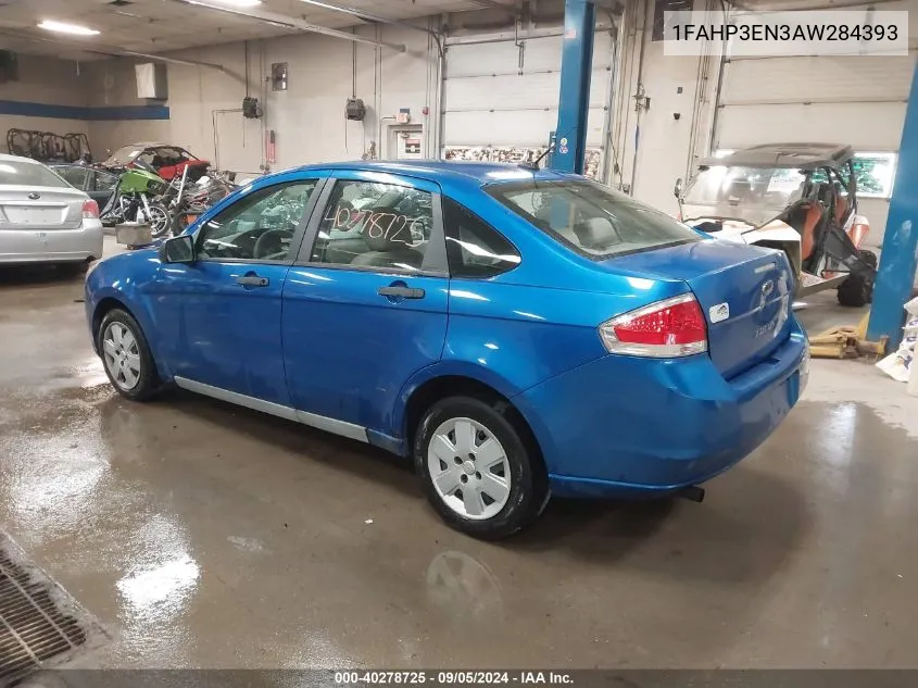 2010 Ford Focus S VIN: 1FAHP3EN3AW284393 Lot: 40278725