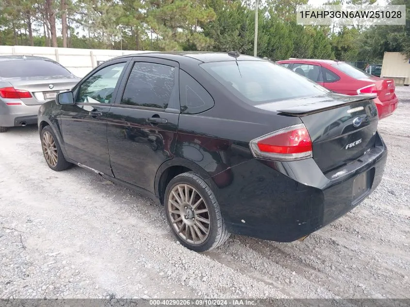 2010 Ford Focus Ses VIN: 1FAHP3GN6AW251028 Lot: 40290206