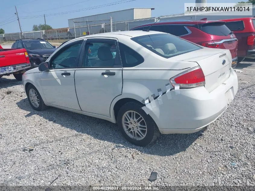 2010 Ford Focus Se VIN: 1FAHP3FNXAW114014 Lot: 40299833