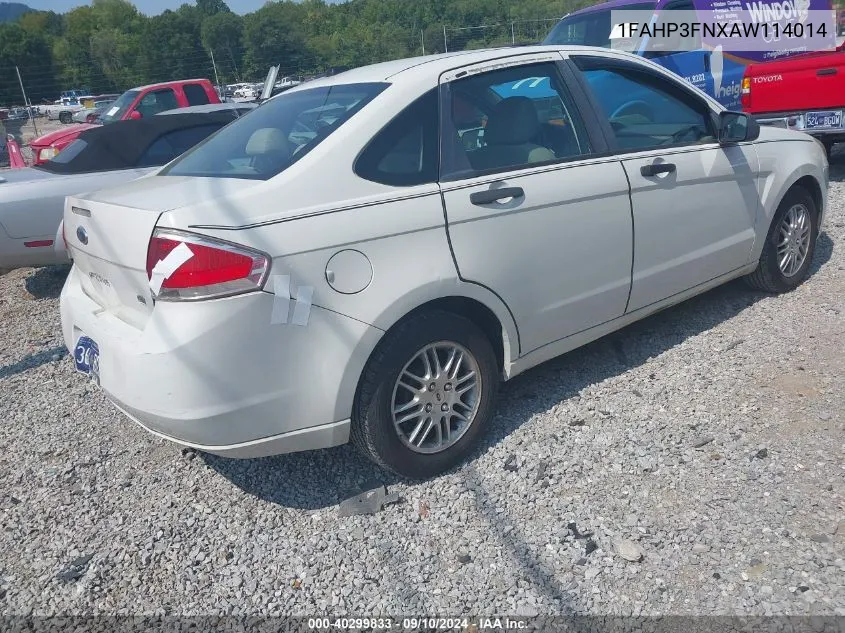 2010 Ford Focus Se VIN: 1FAHP3FNXAW114014 Lot: 40299833