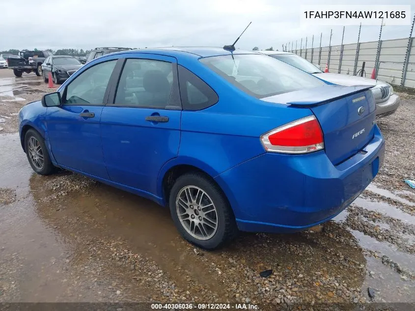 2010 Ford Focus Se VIN: 1FAHP3FN4AW121685 Lot: 40306036