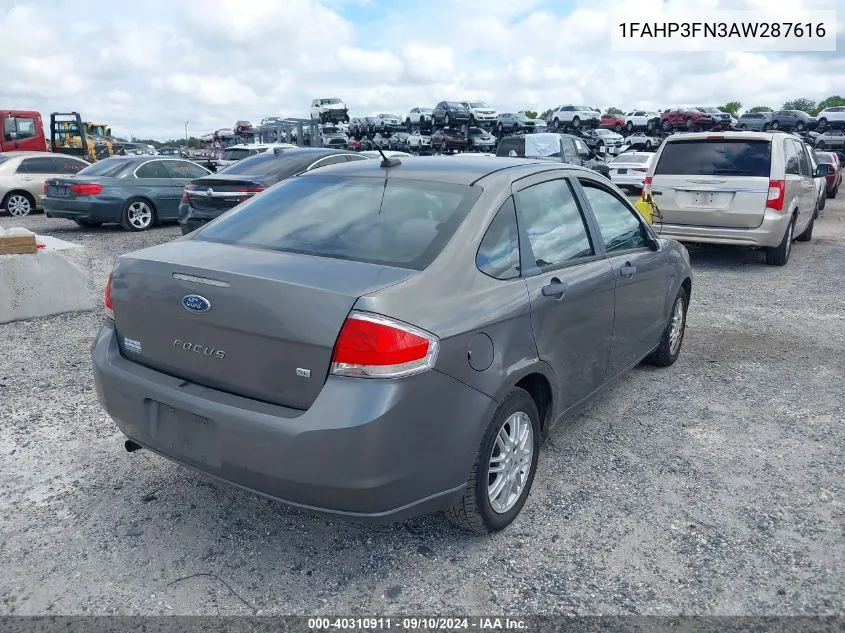 2010 Ford Focus Se VIN: 1FAHP3FN3AW287616 Lot: 40310911