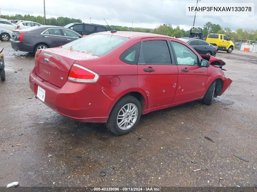 2010 Ford Focus Se VIN: 1FAHP3FNXAW133078 Lot: 40339096