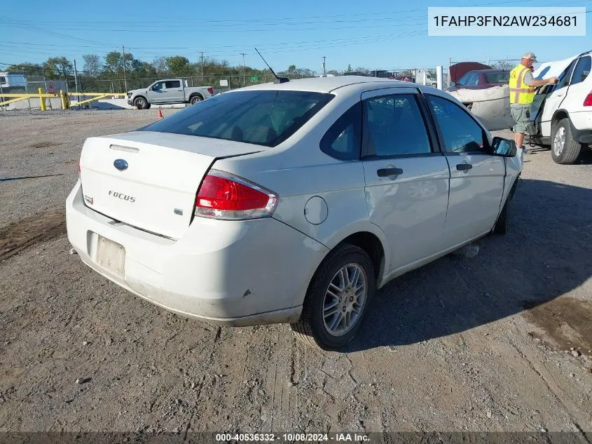 2010 Ford Focus Se VIN: 1FAHP3FN2AW234681 Lot: 40536332