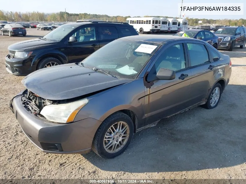 2010 Ford Focus Se VIN: 1FAHP3FN6AW184335 Lot: 40567656