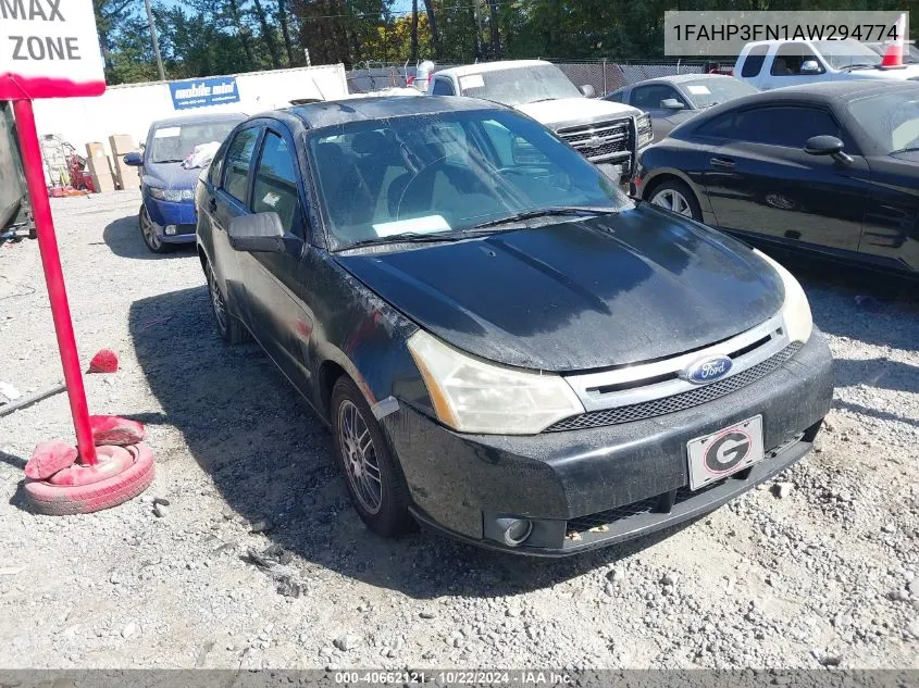 2010 Ford Focus Se VIN: 1FAHP3FN1AW294774 Lot: 40662121