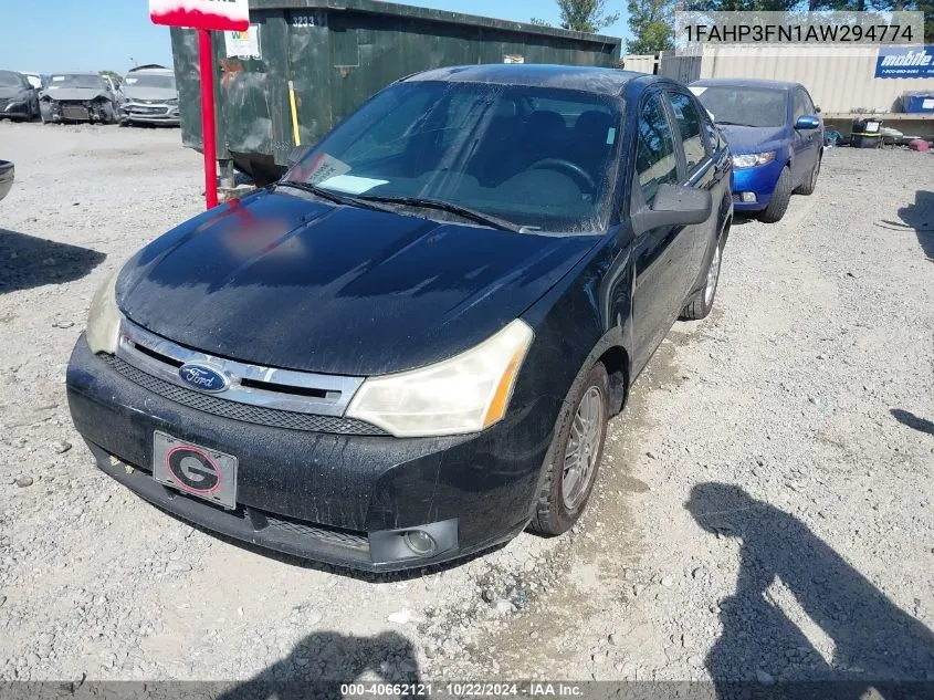 2010 Ford Focus Se VIN: 1FAHP3FN1AW294774 Lot: 40662121