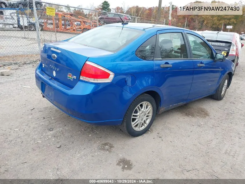 2010 Ford Focus Se VIN: 1FAHP3FN9AW247430 Lot: 40699043