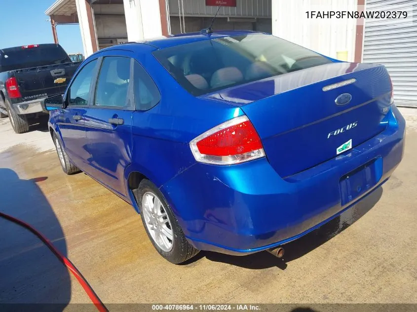 2010 Ford Focus Se VIN: 1FAHP3FN8AW202379 Lot: 40786964