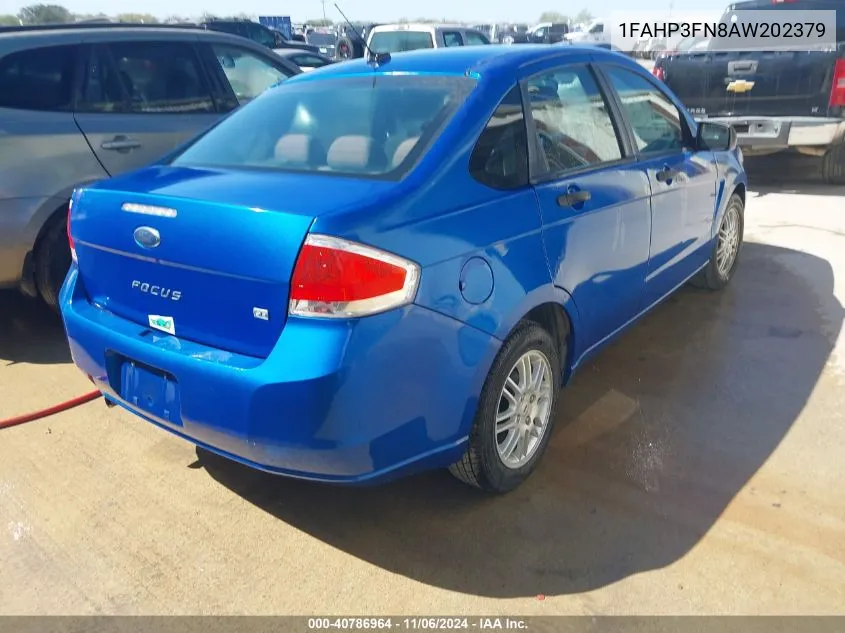 2010 Ford Focus Se VIN: 1FAHP3FN8AW202379 Lot: 40786964