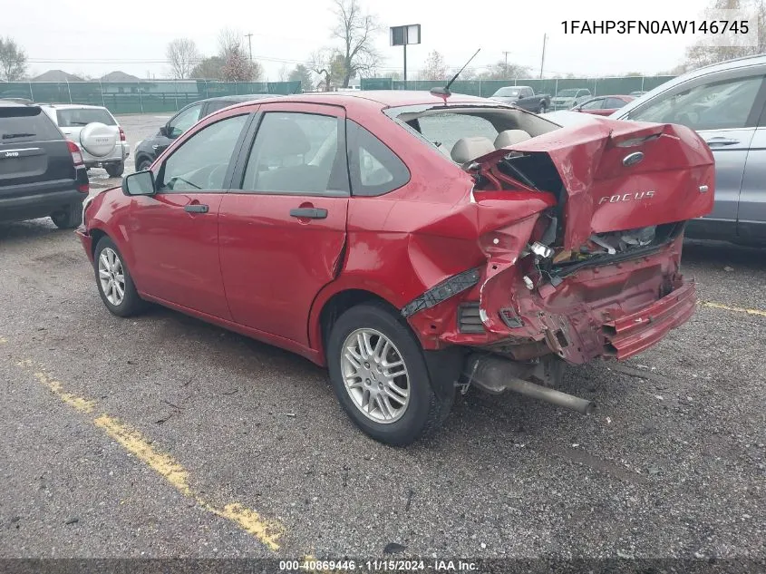 2010 Ford Focus Se VIN: 1FAHP3FN0AW146745 Lot: 40869446