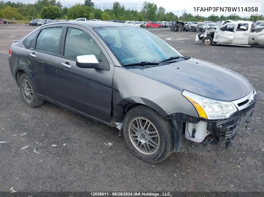 2011 Ford Focus VIN: 1FAHP3FN7BW114358 Lot: 12038011