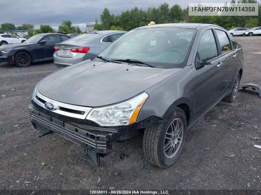 2011 Ford Focus VIN: 1FAHP3FN7BW114358 Lot: 12038011