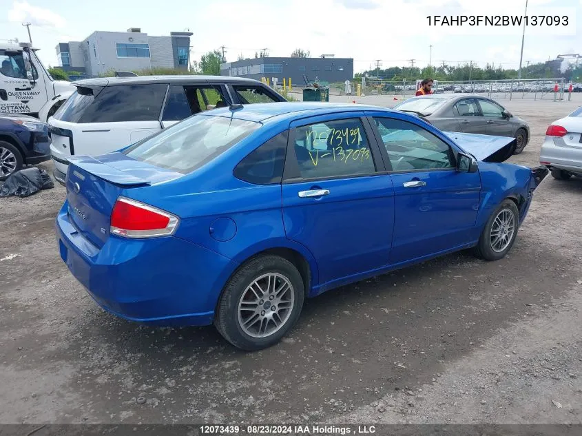 2011 Ford Focus Se VIN: 1FAHP3FN2BW137093 Lot: 12073439