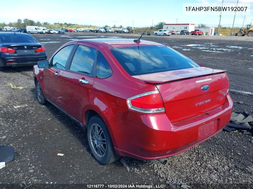 1FAHP3FN5BW192007 2011 Ford Focus Se