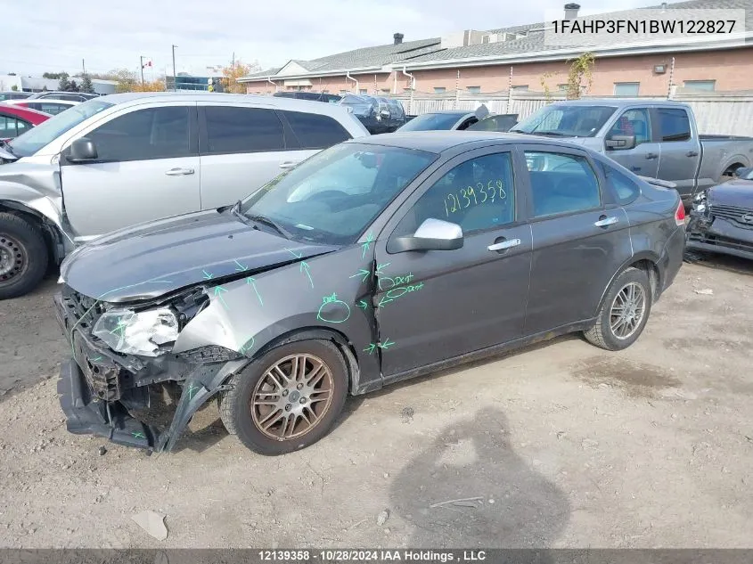 2011 Ford Focus Se VIN: 1FAHP3FN1BW122827 Lot: 12139358