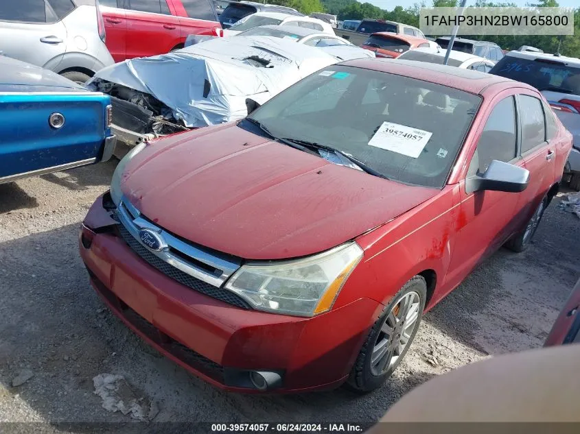 2011 Ford Focus Sel VIN: 1FAHP3HN2BW165800 Lot: 39574057