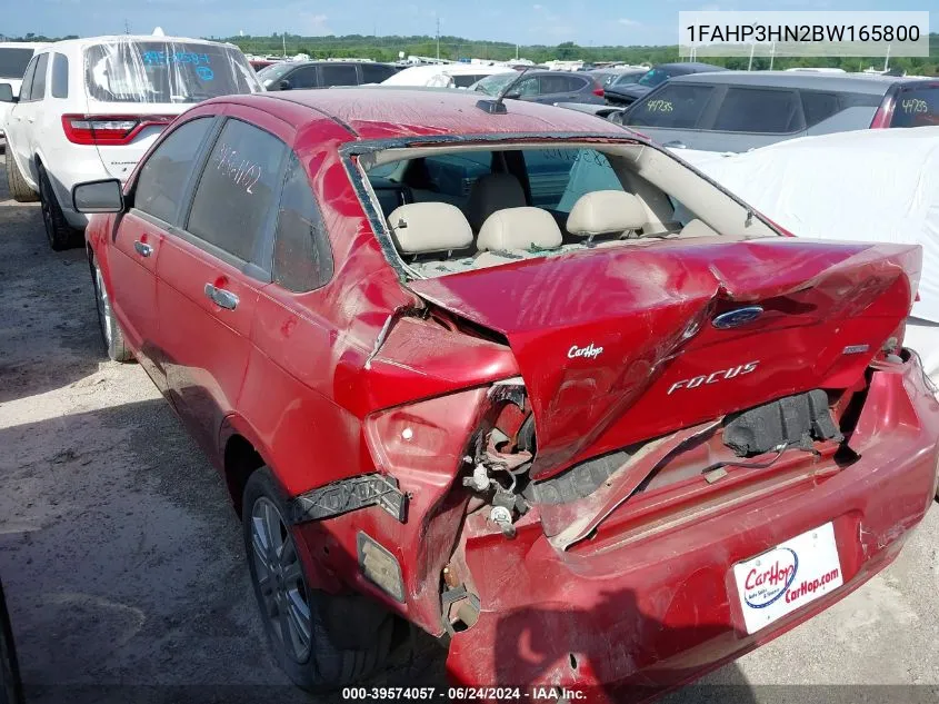 2011 Ford Focus Sel VIN: 1FAHP3HN2BW165800 Lot: 39574057