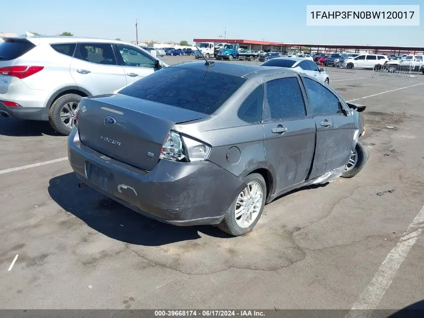 1FAHP3FN0BW120017 2011 Ford Focus Se