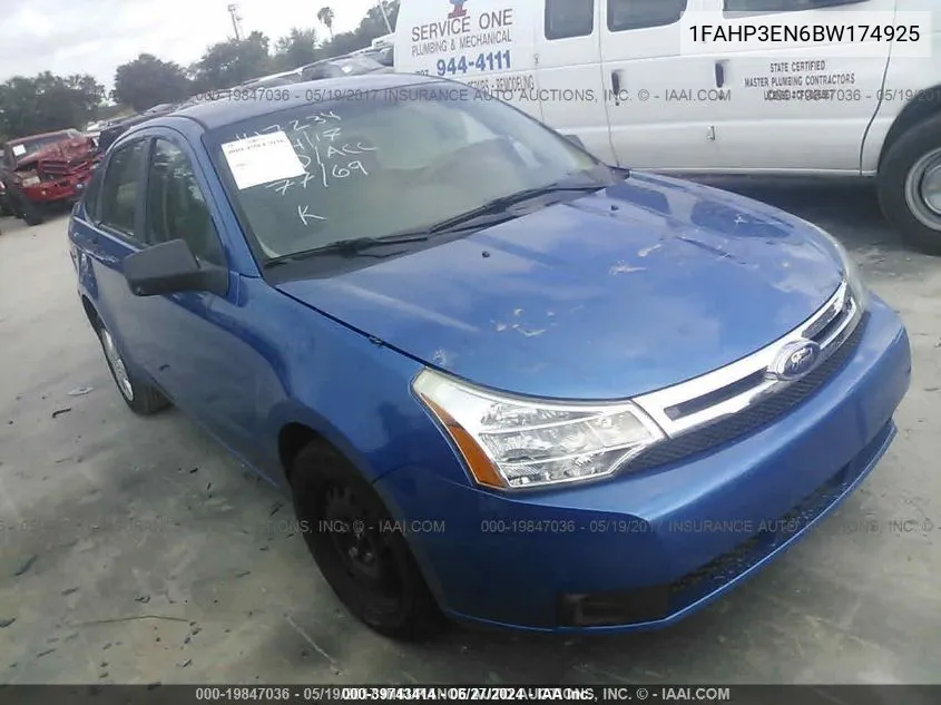 2011 Ford Focus S VIN: 1FAHP3EN6BW174925 Lot: 39743414