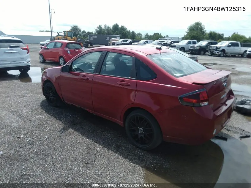 2011 Ford Focus Ses VIN: 1FAHP3GN4BW125316 Lot: 39970162