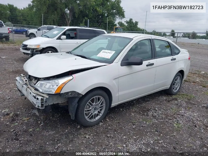 2011 Ford Focus Se VIN: 1FAHP3FN3BW182723 Lot: 40042922