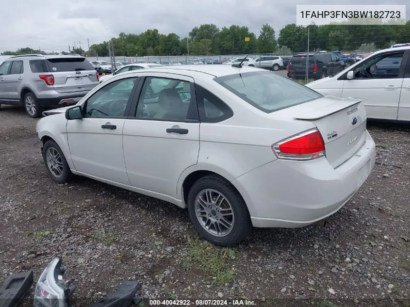 2011 Ford Focus Se VIN: 1FAHP3FN3BW182723 Lot: 40042922