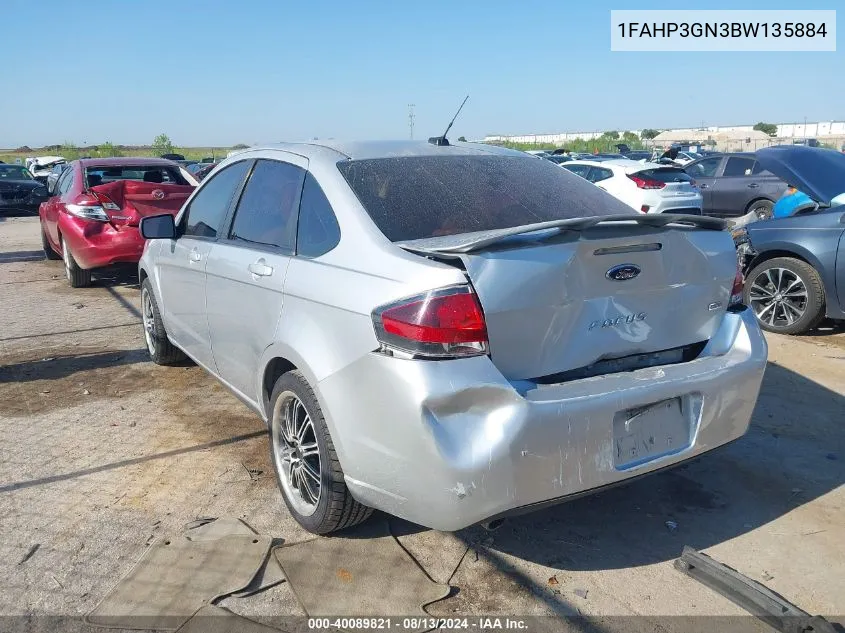 1FAHP3GN3BW135884 2011 Ford Focus Ses