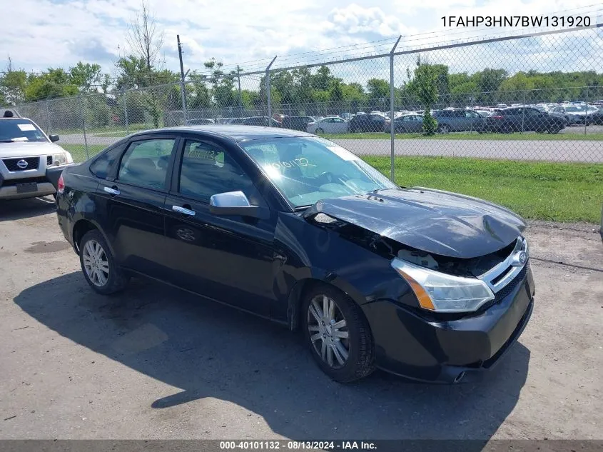 2011 Ford Focus Sel VIN: 1FAHP3HN7BW131920 Lot: 40101132