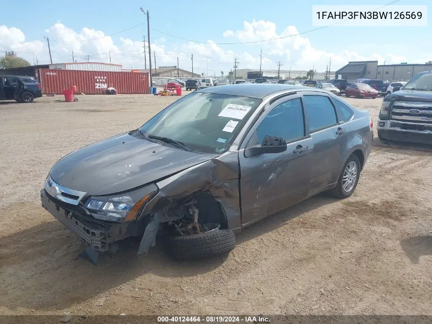 2011 Ford Focus Se VIN: 1FAHP3FN3BW126569 Lot: 40124464