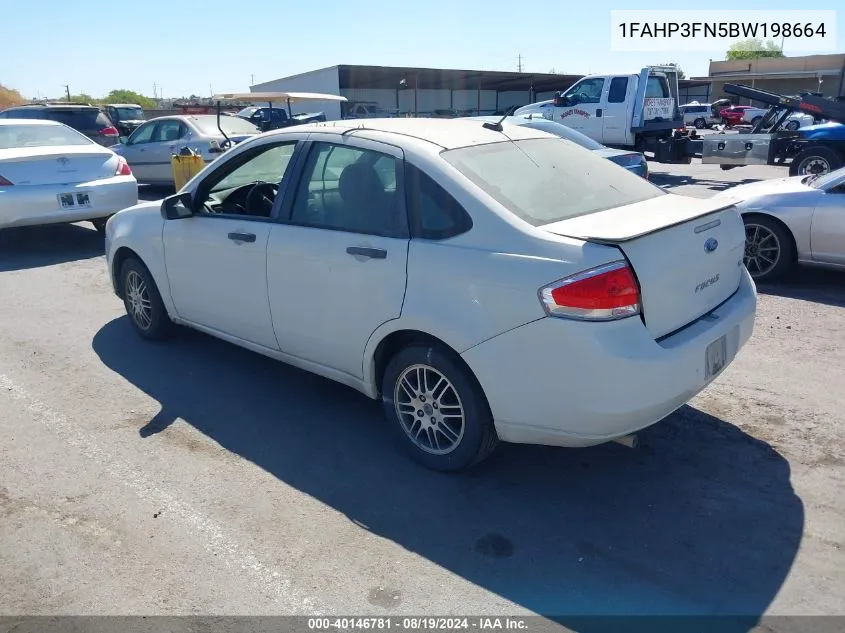 2011 Ford Focus Se VIN: 1FAHP3FN5BW198664 Lot: 40146781