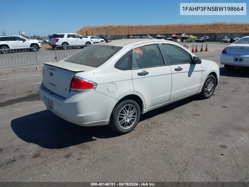 2011 Ford Focus Se VIN: 1FAHP3FN5BW198664 Lot: 40146781