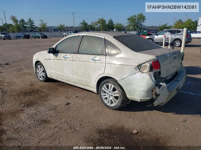 2011 Ford Focus Sel VIN: 1FAHP3HN2BW142081 Lot: 40203060