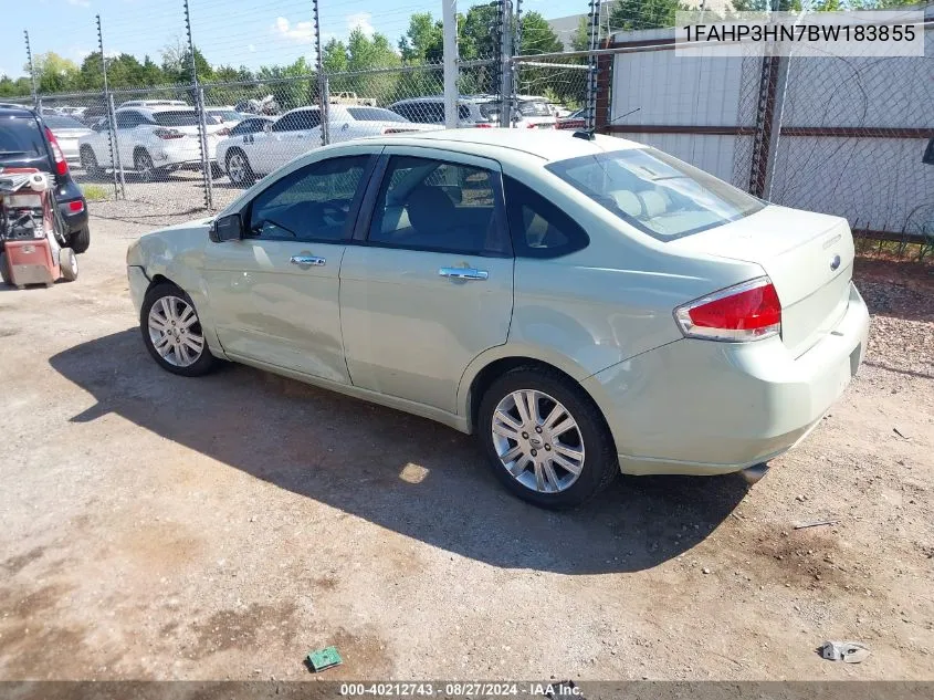 2011 Ford Focus Sel VIN: 1FAHP3HN7BW183855 Lot: 40212743