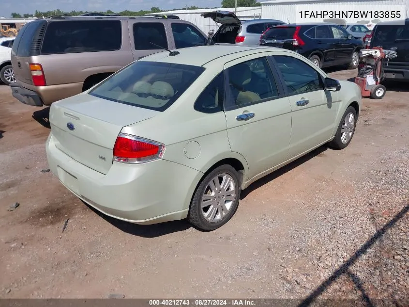 2011 Ford Focus Sel VIN: 1FAHP3HN7BW183855 Lot: 40212743