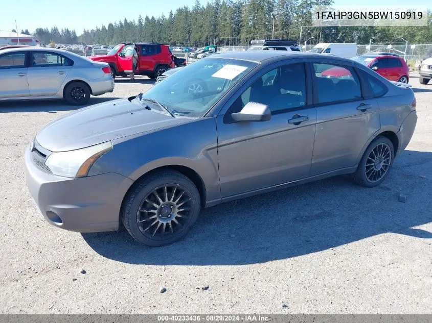 1FAHP3GN5BW150919 2011 Ford Focus Ses