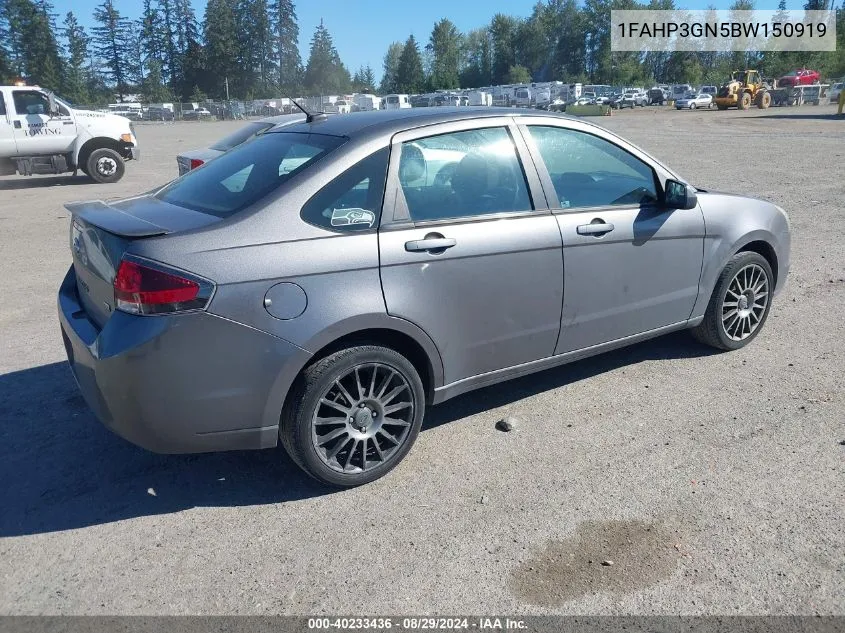 1FAHP3GN5BW150919 2011 Ford Focus Ses