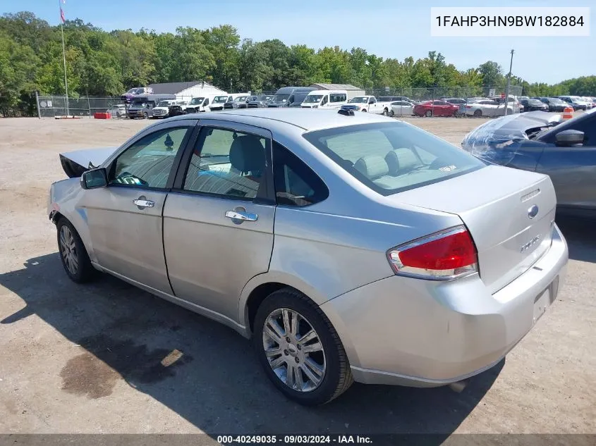 2011 Ford Focus Sel VIN: 1FAHP3HN9BW182884 Lot: 40249035