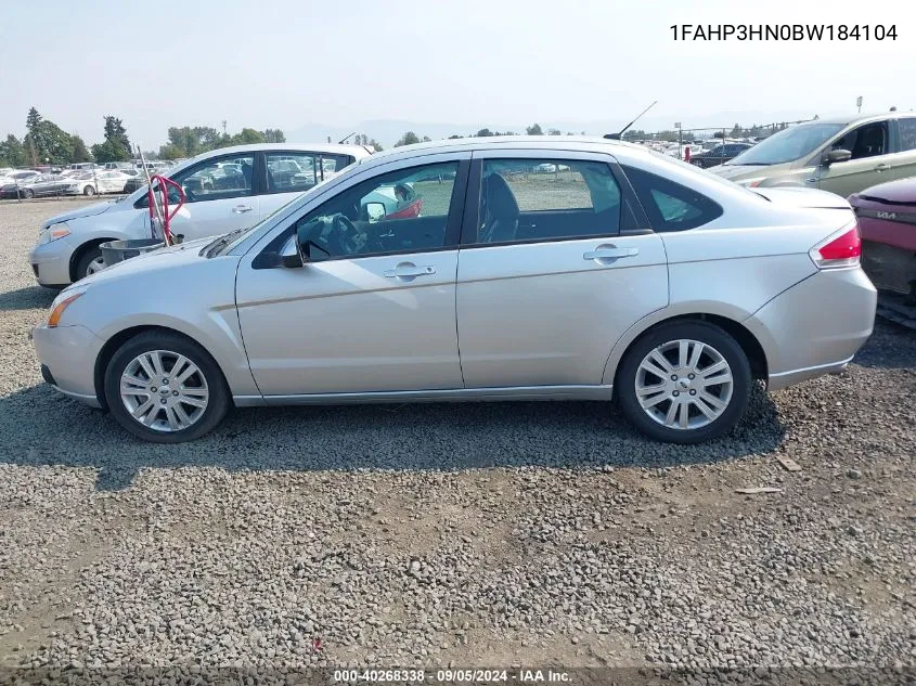 2011 Ford Focus Sel VIN: 1FAHP3HN0BW184104 Lot: 40268338